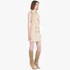 B-089 Top Quality Original Design Women's Working Dress Metal Buckles Double-breasted Slim Shawl collar OL Style Back Zipper Khaki Career Costume