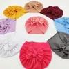 Bonnet casquettes solide pépinière hôpital Turban chapeau bonnet Bonnet avec noeud noeud pour bébé filles tout-petits nouveau-nés nourrissons