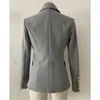 Damskie garnitury Blazers Projektant moda szare blezer kobiety eleganckie stylowe działalność formalne podwójne piersi Slim Slim QualityWomen's