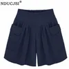 Nducjsi casual shorts vrouwen zomer elastische taille losse zwarte marine zacht katoen femme street 220527