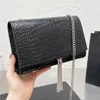 Kate Woc Chain carteira Tassel Bolsa de crocodilo em ombro médio de couro com relevo Crossbod