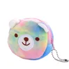 Party Favor Cute Cartoon Plush Ryggsäckar Unicorn Coin Purse Cat Fur Circle Wallet Girl Clutch Brodered Bag Key Earphone Organizer Bags SN4736