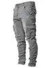 est Europe Jeans Men Pencil Pants Casual Cotton Denim Ripped Distressed Hole Fashion Pants Side Pockets Cargo 220726