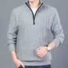 Color sólido Mangas largas Suéter de punto de gran tamaño Cuello alto Cuello alto Cremallera Cuello Hombres Suéter Suéter masculino Ropa masculina L220730