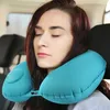 U-Shape Travel Pillow Inflatable Airplane Car Pillows Foldable Manual Press Type Air Neck Cervical Vertebr Cushion HY0435