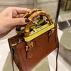 Designer Diana Bambus Griff Einkaufstasche 2021 Italien Marke Frauen Echtes Leder Mini Totes Handtaschen Frau Quadratische Umhängetasche Schulter Handtasche Lu