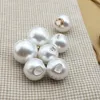 White Pearl Metal Letter Button for Shirt Sweater Coat Round Pearl Diy Sewing Buttons High Quality