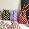 Bolsa de ombro de xadrez nova e fofa damas casuais bolsas de grande capacidade para mulheres bolsas de compras diárias