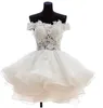 Party Dresses Off Shoulder Ball Gown Wedding Short Sexy Bride Gowns Puffy Tulle Organza Bridal Back Zipper And Button Cust