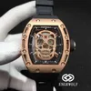 Часы Richardmill Date Роскошные мужские механические наручные часы Engrwolf Rms052 Series 2824 Автоматические механические розовое золото с черной лентой Richardwatch