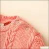 Ensembles de vêtements Enfants Filles Tenues Pull tricoté pour bébé Plover Topsanddinosaur Print Andheadband 3Pcs / Sets Mxhome Dh9Jk