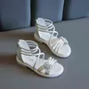 Flickor Sandaler Barn Skor Kids Baby Girls Fashion Sandals Summer School Princess Sandaler med Blomma G220418