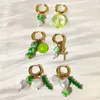 Hoop Huggie Boho Green Crystal Beads Natural Shell rostfritt st￥l￶rh￤ngen f￶r kvinnor Girl Heart Pearl 2022 Design Jewelryhoop