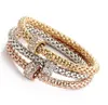 3Pcs/Set Crystal Owl Crown Metal Charm Bracelets Bangles Rose Gold Color Elephant Heart Pendant Rhinestone Bracelet Women