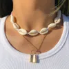 Collier ras du cou bohème en coquillage naturel pour femmes, collier cauri, conque, coquillage, pendentif de plage d'été, accessoires Y2K