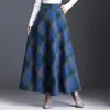 Neophil WOOLEN温かいプラスサイズ3xLの格子縞のスカート冬の女性イギリススタイルのポケットMIDIがプリーツしたラインタータンS9216 220317