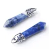 Natural Stone Quartz Crystal Aquamarine Alloy Pendant for DIY Jewelry Making Necklace Accessories12pair BZ900