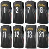 Screen Print Basketball James Harden Jerseys 13 Kyrie Irving 11 Kevin Durant 7 Joe Harris 12 Blake Griffin 2 Bruce Brown 1 Black Blue White