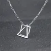 Pendant Necklaces Geometric Stacking Square Triangle Interlocking For Men Stainless Steel Modern Trendy Male Streetwear NecklacePendant Godl
