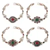 Charmarmband glänsande färgade strassarmband kvinnors glamour röda gröna harts vintage antik guld turkiska smycken1 inte22