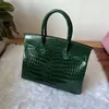 Bolsas de couro crocodilo bolsas de jacaré bolsas artesanais personalizadas de alta qualidade maquiagem de maquiagem shell shell women bolsa de bolsa de luxo designer onthego totes bolsa sling