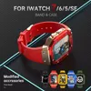 Straps Modifikasyon Kiti Koruyucu Kabuklu Lüks Metal Kasa Apple Watch için Koruyucu Kabuk SE 7 6 5 4 2 Iwatch 44 45mm silikon kayış için 1 paslanmaz çelik kapak bandı