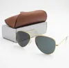 Designer de marca clássico piloto óculos de sol moda feminina óculos de sol uv400 armação dourada espelho verde 58mm masculino 62mm lente