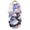 Anime ri zero kara hajimeru isekai seikatsu urocza sukienka 3d Drukuj żeńska swobodna sukienka harajuku kieszonkowa W220616