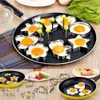 Fried Egg Tools Mold Non Stick for Griddle Pan Egg Shaper Pancake Maker with Handle Stainless Steel Form Frying Cooking 10pcs/Set