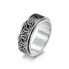 Paslanmaz Çelik Nordic Norveç Kelt Üçgen Düğüm Döner Ring Mücevher Antik Viking İrlandalı Kelt Üçgen Dekorasyon Dönme Döndürme Spinner Mücevher Bant Yüzükleri