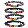 10pc Set Natursteinkügelchen Armband 7 Chakra Strand Edelsteinkristall Heilung Reiki Frauen Juwely Bangle208r