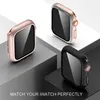 الحالات التي تحتوي على أفلام شاشة زجاجية لـ Apple Watch Serie 7 6 5 4 3 2 1 SE 45mm 41mm Iwatch Case 44mm 40mm 38mm 42mm 42 مم تغطية واقي الشاشة