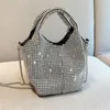 Kvällspåsar Kvinnors strass glänsande totes crossbody lyxiga fulla diamanter pärlor designer hink handbagening