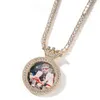 Custom Made Round Fashion Photo Pendant Necklace For Men Women Gifts Cubic Zirconia Charm Hip Hop Jewelry