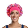 女性のための絹のようなレーザーパターンのボンネットキャップのためのボンネットキャップのための広い弾性バンドの夜の睡眠キャップヘッドラップソフトヘッドカバーサロン化粧毛の帽子