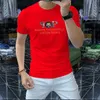 2022 Summer New Men's T-shirts Letter Bordado Diamantes quentes Design de manga curta Coloque redondo meio de manga vermelha Verde Roupa Branca Branca Top M-4xl