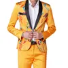 Mode hommes décontracté affaires hôte fleur costume manteau pantalon 2 pièces ensemble/hommes coloré Slim Fit Blazers veste pantalon 220514