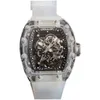 Uxury Watch data luksusowy męski zegarek mechaniczny krystaliczna skorupa przezroczysta pusta pełna automatyczna wina lufa gumowa osobowość osobowość szwajcarskie zegarki