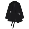 Getspring femmes Blazer robe longue mince Patchwork asymétrie Vintage femmes manteau vestes noir abricot pansement mode tenue 220402