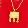 Pendant Necklaces Brass Gold Plated Fine Jewelry Imitation Filigree Longevity Lock Treasure Three Bells Baby Birthday Gift NecklacePendant