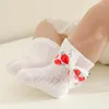 Mignon fleur nœud papillon bébé chaussette été maille respirant filles garçons chaussettes courtes dentelle douce nouveau-né enfant en bas âge chaussettes