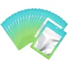 100pcs / lot dégradé de couleur sac en papier d'aluminium pochettes à fermeture éclair fenêtre mate emballage refermable