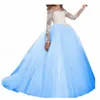 Sukienki dla dziewczyn Vintage Flower Girl for Fluffy Lace Applique długie rękawy Eleganckie księżniczkę cekinowe dzieci Pierwsze komunię sukienki