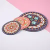 Tapetes de mesa de silicone placemats padrão retro de impressão antiderrapante redondo colorido e criativo caneca coaster copos resistentes ao calor coasters w4