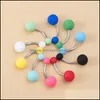 Nombril Cloche Bouton Anneaux Bijoux De Corps Colorf Boule Acrylique Anneau De Ventre Piercing Stud Barre En Acier Inoxydable Femmes S Dhhjc