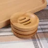 Natural Wooden Bamboo Soap Dish Durable High Intensity Round Shape Soap Storage Support Plate Stand Wood Box Bathroom Shower B0614X1