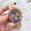 luxury mens designer watches gold Rhinestone bezel diamond dial movement watch chronograph wristwatches for men Birthday Christmas Father's Day gift montre