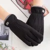 Vijf vingers handschoenen dames herfst en winter warme dubbele plus fluweel dikke dikke anti-kouden riding touchscreen