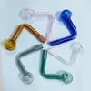 10pcs MOQ Colored Glass Oil Burner Smoking Pipe With 14mm Male Joint 90 Degree 30mm Big Head