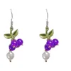 Dangle Chandelier Crystal raisin argent crochet boucles d'oreilles feuilles vertes perle boucles d'oreilles simples